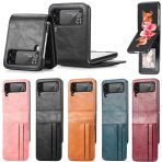 Business Phone Case Build Card Holder PU Leather Flip Cover Wallet Function Phone Case for Samsung Galaxy Z Flip 3 4 5