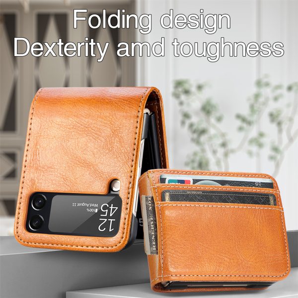 Business Phone Case Build Card Holder PU Leather Flip Cover Wallet Function Phone Case for Samsung Galaxy Z Flip 3 4 5