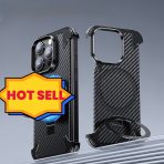 Carbon Fiber Phone Case For Iphone 15 14Pro Promax Supported Magnetic Wireless Charging Bracket Metal Cover