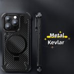 Carbon Fiber Phone Case For Iphone 15 14Pro Promax Supported Magnetic Wireless Charging Bracket Metal Cover