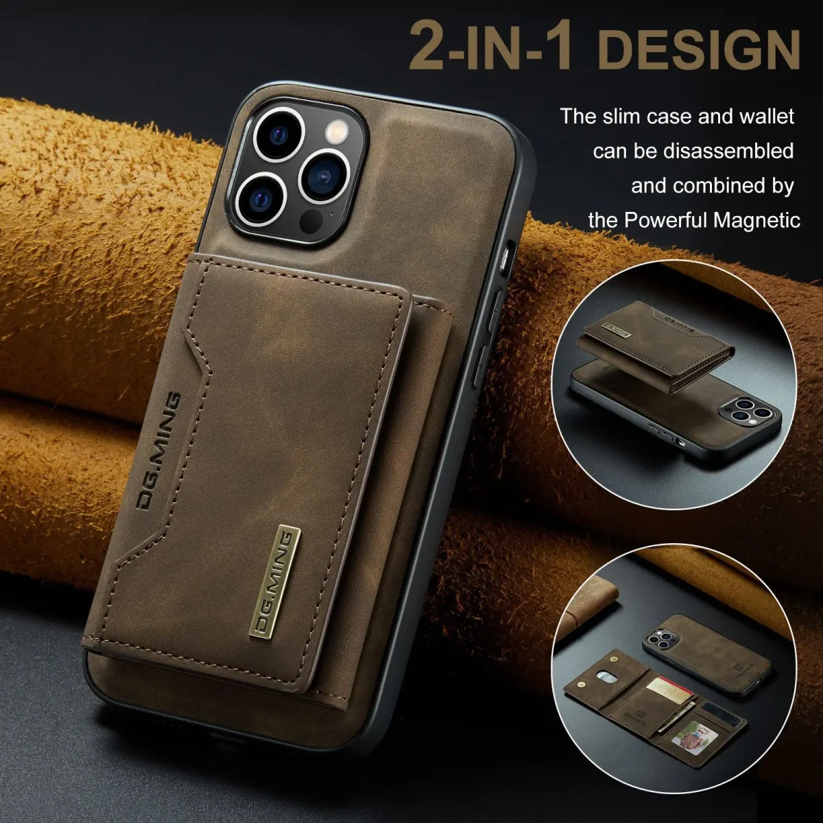 For iPhone 15/14/13/12/11 Pro Max Luxury simple Leather PU Cover Magnetic card holder Flip Wallet Detachable Mobile Phone Cases