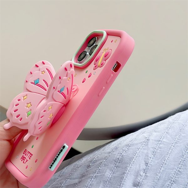 Girls Cute Phone Case Silicone Phone Case Cover With Butterfly Stand For iphone X XS XR 11 12 13 14 Pro Plus Max