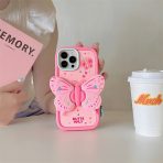 Girls Cute Phone Case Silicone Phone Case Cover With Butterfly Stand For iphone X XS XR 11 12 13 14 Pro Plus Max