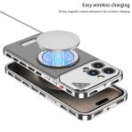 Magnetic Elastic Snap Metal Bumper 360 Rotating Stand Case For iPhone 15 14 13 Pro Max Pro Leather Lens Protective Back Cover