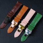 Quick Release Genuine Leather Watch Strap Parts Accessories with Butterfly Buckle Green Blue Purple Watch Band with Tool Box Set