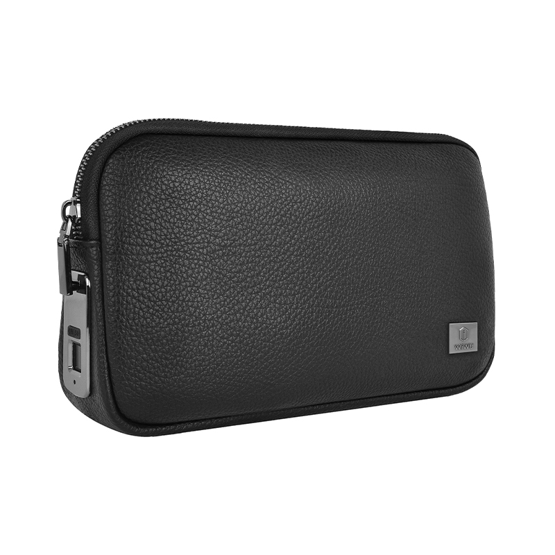 wiwu Wholesale men waterproof Leather Handbag Fingerprint Lock Business Handbag Clutch bag for men