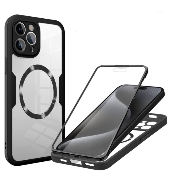 360 degree full Protect hard pc magnetic phone case for iPhone 16 Pro full protect magnetic phone case for iPhone 16 15