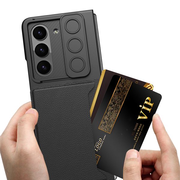 leather card slot PC Cover For Samsung Galaxy Z Fold 5 Fold 6 with camera slide lens protection for z fold 5 6 Case