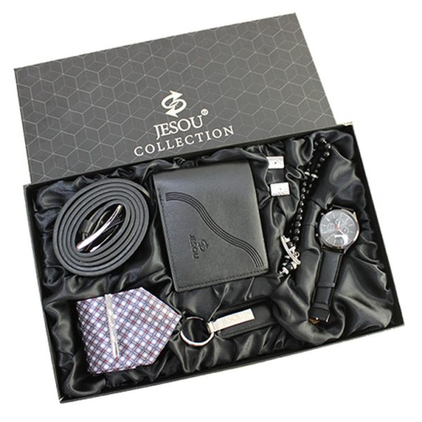 New men's suit four piece business tie wallet belt Bracelet key chain 6 pcs for one set