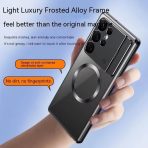 Aluminum Alloy Frame Magnetic Luxury Fragrance Foldable Bracket Phone Case For Samsung Galaxy S24 Ultra With Lens Protector