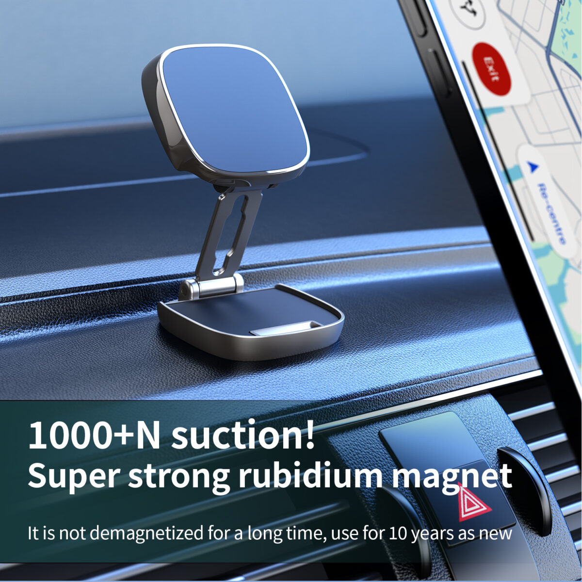Universal Stable Home 360 Rotation Cell Mobile Holders Foldable Stand Bracket Alloy Strong square Car Magnetic Phone Holder