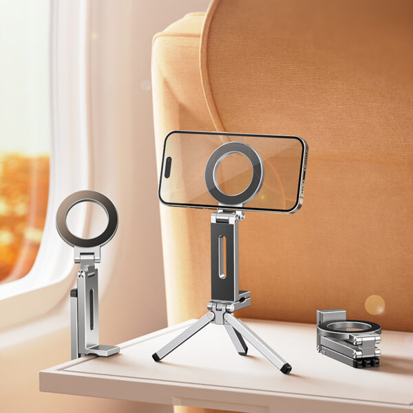 Aluminum Alloy Travel Stand Portable 360 Rotatable Adjustable Magnetic Cell Phone Suction Mobile Phone Holder Stand E01S Custom
