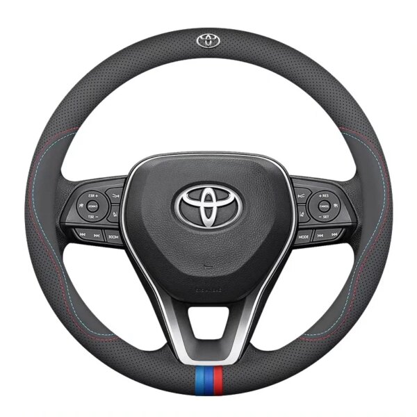 Latest Design Napa Leather High Quality Car Steering Wheel Cover for Toyota Carbon Fiber Universe Auto Steering Cover