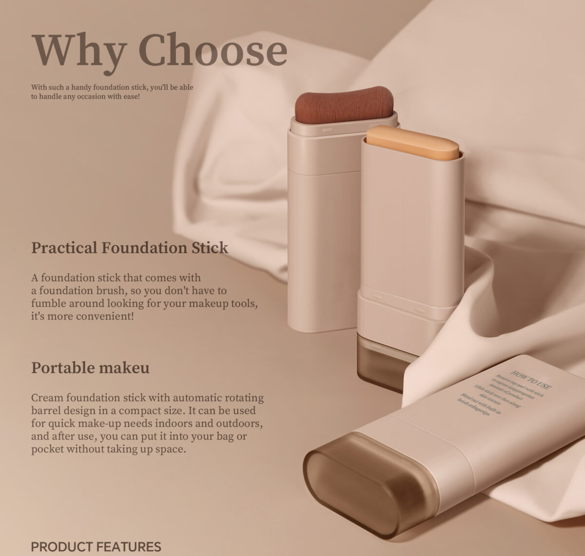Neutral Waterproof Cream Foundation Contour Stick - Image 3