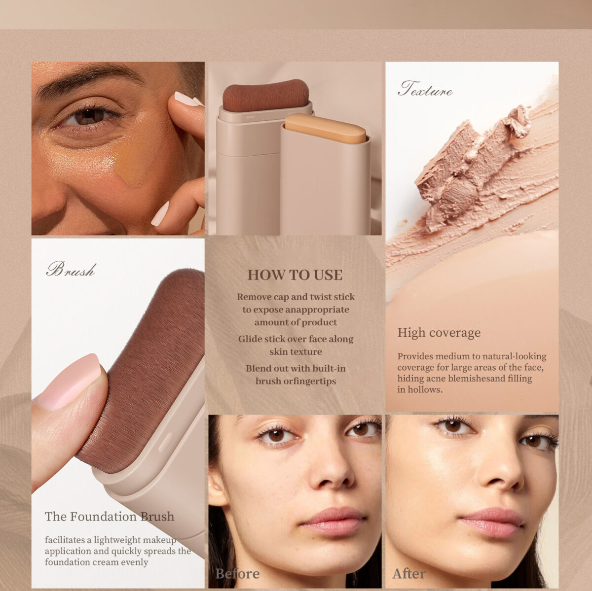Neutral Waterproof Cream Foundation Contour Stick - Image 5