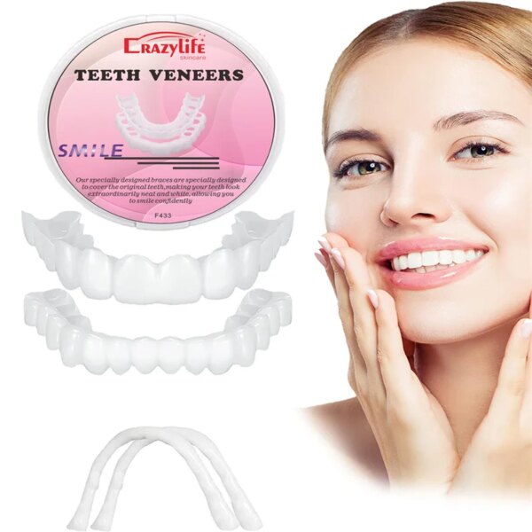 Natural Cosmetic Tooth Cover Snap on Silicone Perfect Smile Veneers Teeth Upper Beauty Tool False Teeth for Men Women