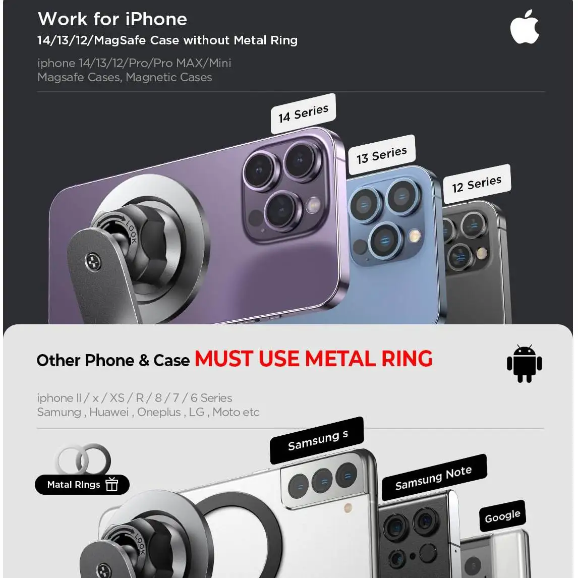 LISEN Phone Mount Holder Adjustable Car Cradle