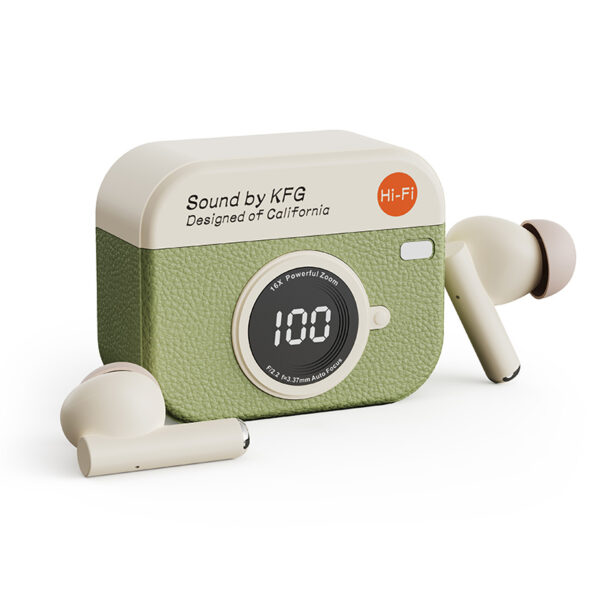 Q87 Retro Camera Clip Earbuds - Green