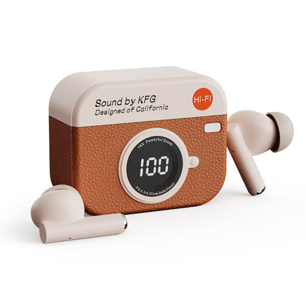 Q87 Retro Camera Clip Earbuds - Orange