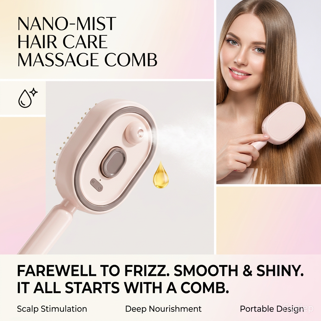 Electric Vibration Spray Atomizing Plastic Air Cushion Comb Hair Smoothing Anti-static Massage Essential Oil Care Head Spa