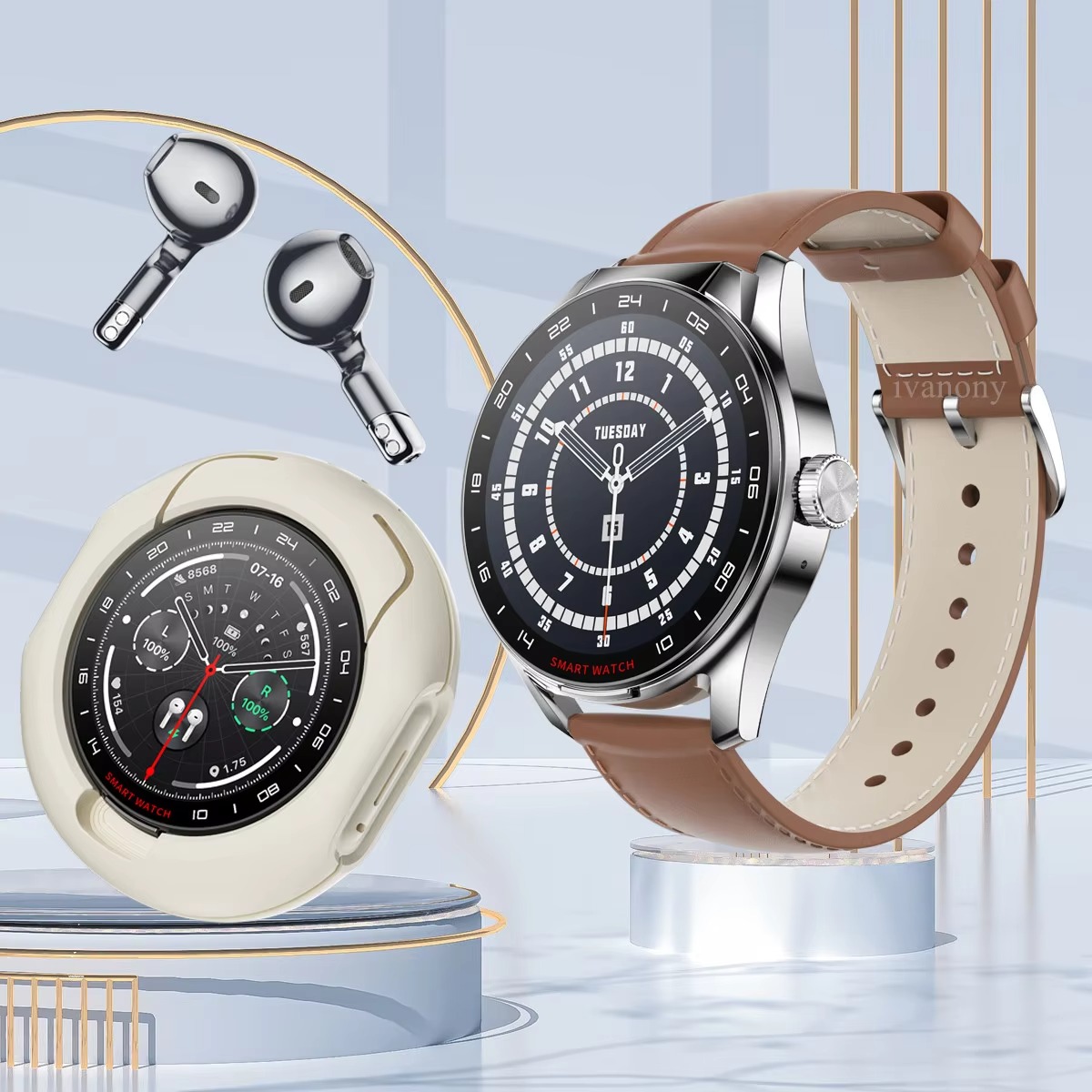 2 in 1 Smartwatch with TWS Earphones BT Call Voice Assistant Music Playback Smart Watch - Image 5
