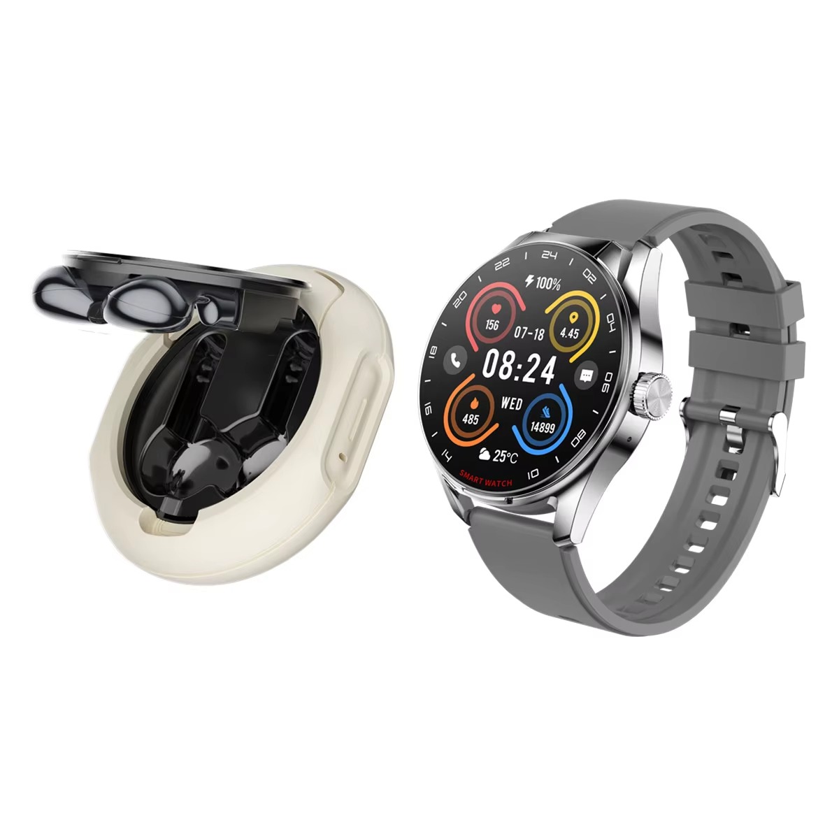 2 in 1 Smartwatch with TWS Earphones BT Call Voice Assistant Music Playback Smart Watch - Image 2