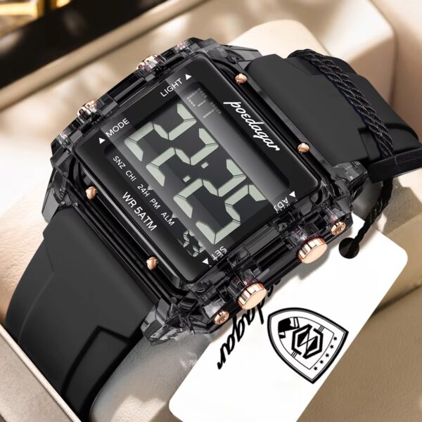 POEDAGAR E123 Digital Sports Watch LED Display 50M Waterproof